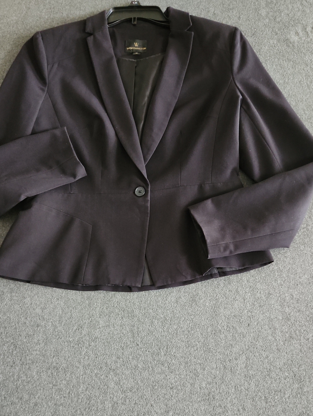 Worthington Women's Black Single Button Tailored Blazer Size 12 Business Office